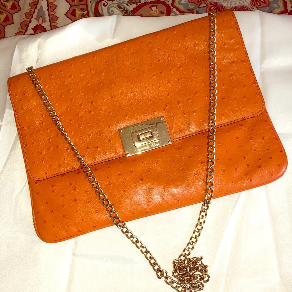 Michael Kors Orange Ostrich Crossbody